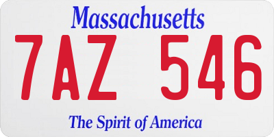 MA license plate 7AZ546