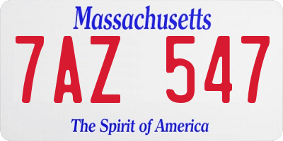 MA license plate 7AZ547