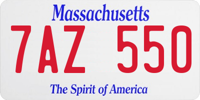 MA license plate 7AZ550
