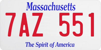 MA license plate 7AZ551