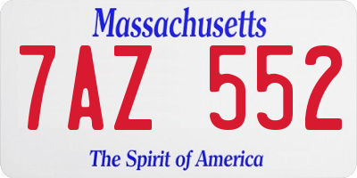 MA license plate 7AZ552