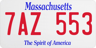 MA license plate 7AZ553