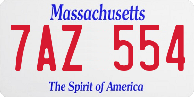 MA license plate 7AZ554
