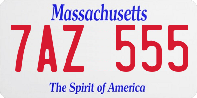 MA license plate 7AZ555