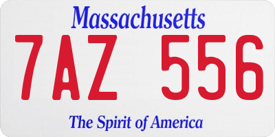 MA license plate 7AZ556