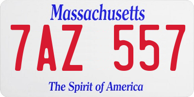 MA license plate 7AZ557