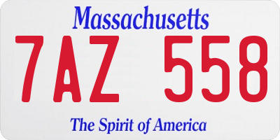 MA license plate 7AZ558