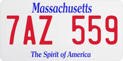 MA license plate 7AZ559