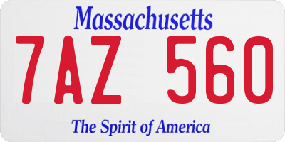 MA license plate 7AZ560