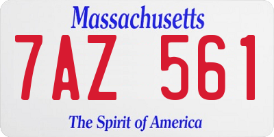 MA license plate 7AZ561