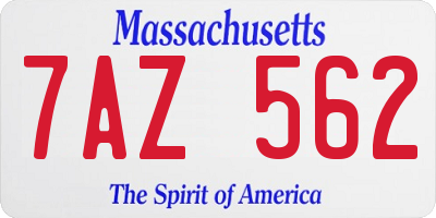MA license plate 7AZ562