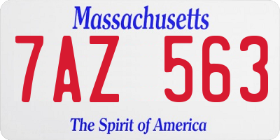 MA license plate 7AZ563