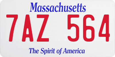 MA license plate 7AZ564