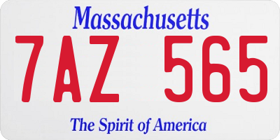 MA license plate 7AZ565