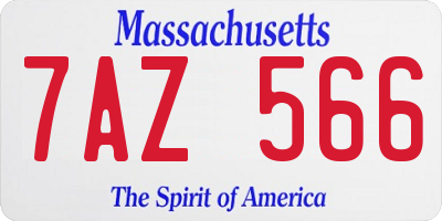 MA license plate 7AZ566