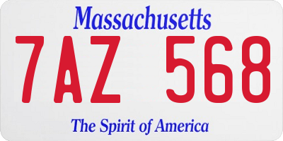 MA license plate 7AZ568