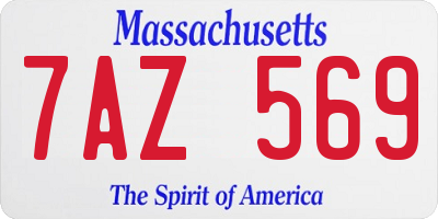 MA license plate 7AZ569