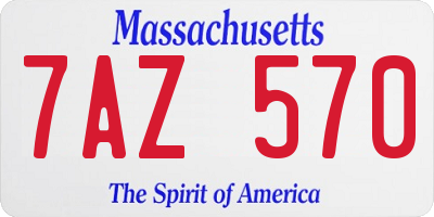 MA license plate 7AZ570