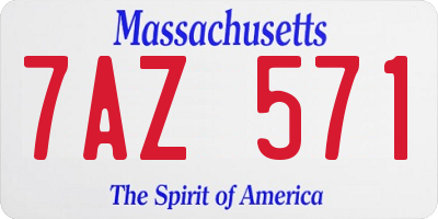 MA license plate 7AZ571