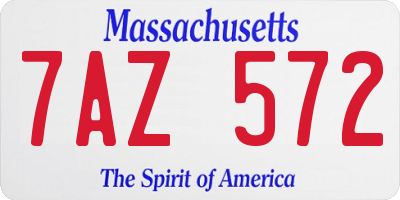 MA license plate 7AZ572