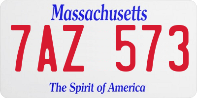 MA license plate 7AZ573