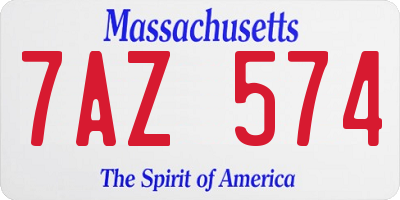 MA license plate 7AZ574