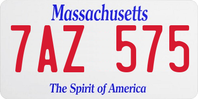 MA license plate 7AZ575