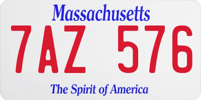 MA license plate 7AZ576