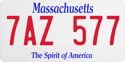 MA license plate 7AZ577