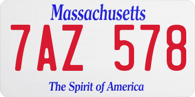 MA license plate 7AZ578