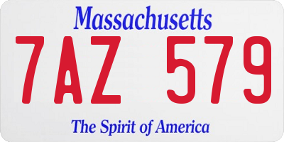 MA license plate 7AZ579