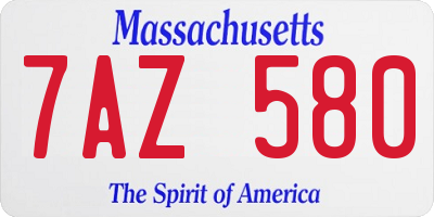 MA license plate 7AZ580
