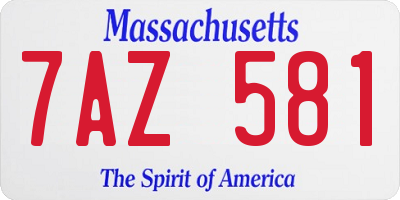 MA license plate 7AZ581