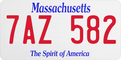 MA license plate 7AZ582