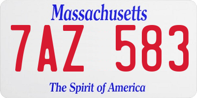 MA license plate 7AZ583