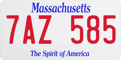 MA license plate 7AZ585