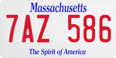 MA license plate 7AZ586