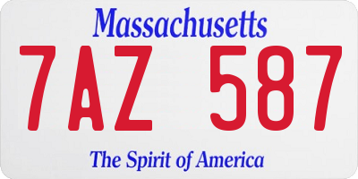 MA license plate 7AZ587