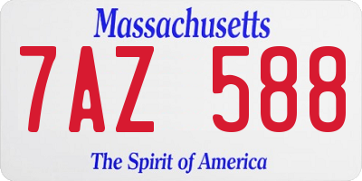 MA license plate 7AZ588