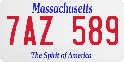 MA license plate 7AZ589