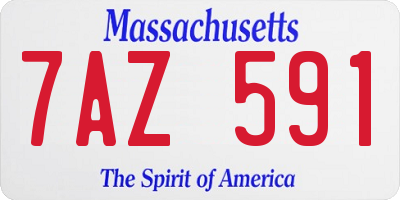MA license plate 7AZ591