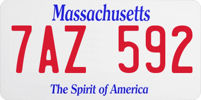 MA license plate 7AZ592