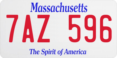 MA license plate 7AZ596