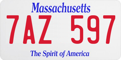 MA license plate 7AZ597