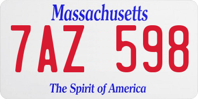 MA license plate 7AZ598