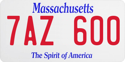 MA license plate 7AZ600