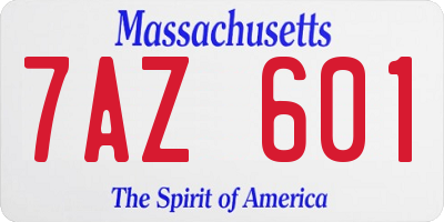 MA license plate 7AZ601