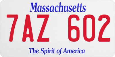 MA license plate 7AZ602