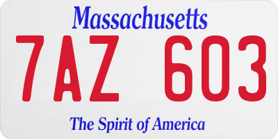 MA license plate 7AZ603