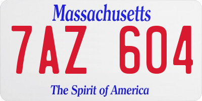 MA license plate 7AZ604